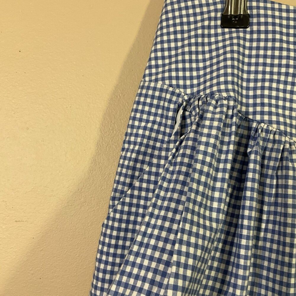 VTG Necessary Objects Gingham A-Line Skirt L Blue 90s Country Western Cottage - Picture 3 of 6
